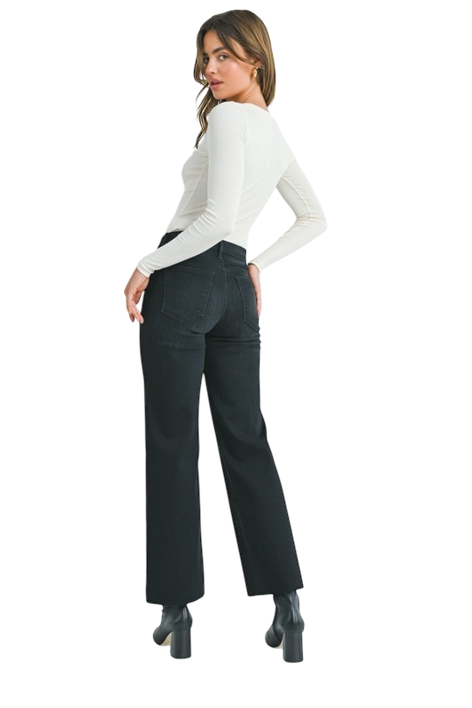 Slim Palazzo Scissor Cut Jean - Black