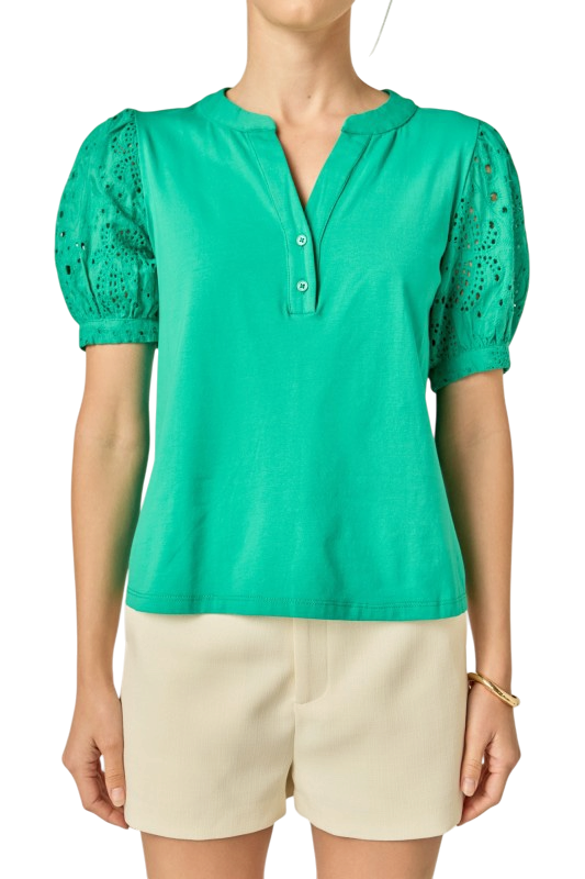 Mixed Media Top - Green