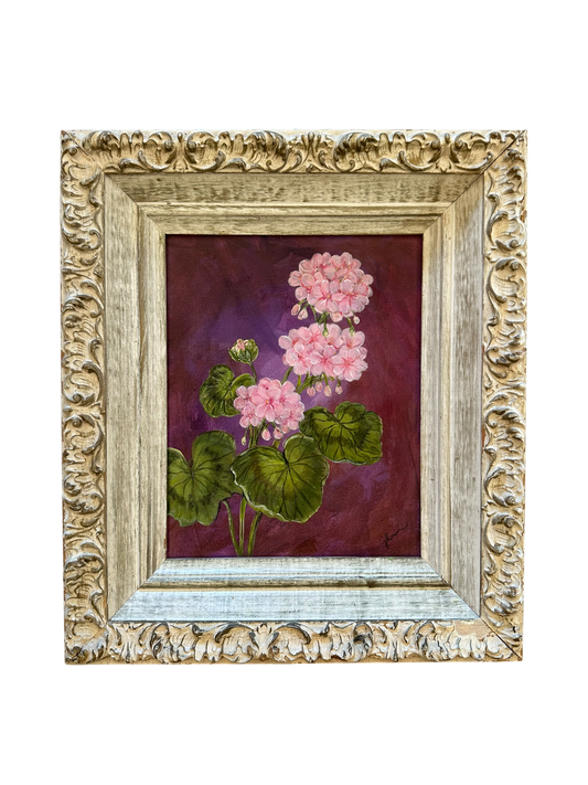Jenn Leverett Art - Geranium in Vintage Frame
