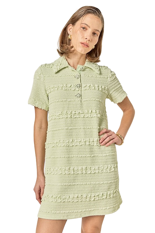 Textured Mini Dress - Pistachio