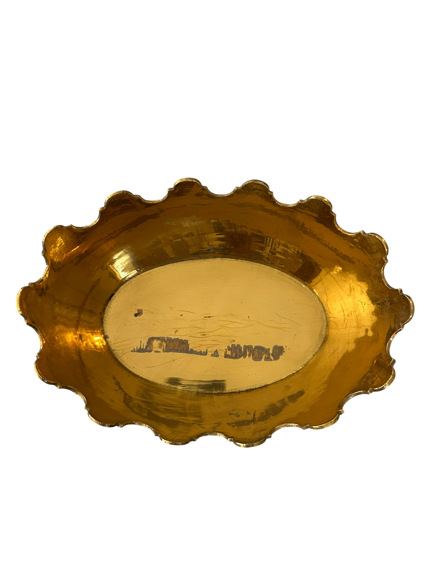 Vintage Brass Scalloped Jardiniere