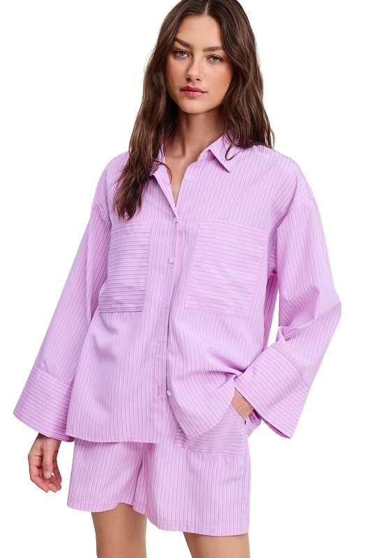 Stripe Cotton Shirt in Pink