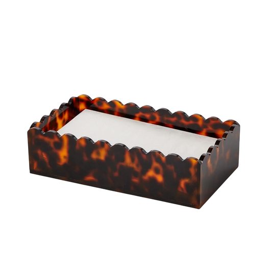 Tortoise Scalloped Edge Guest Napkin Holder