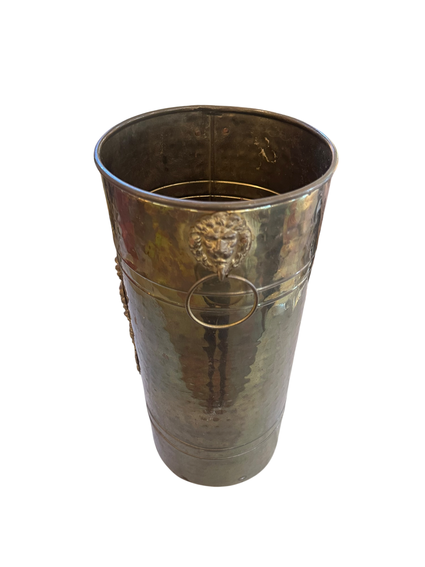 Vintage Hammered Brass Umbrella Stand w/ Ribbon I