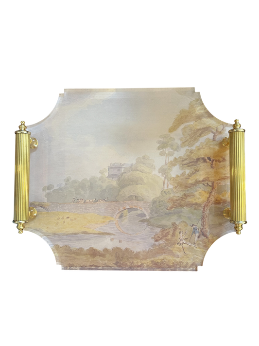Acrylic Tray with Brass Handles - Landscape