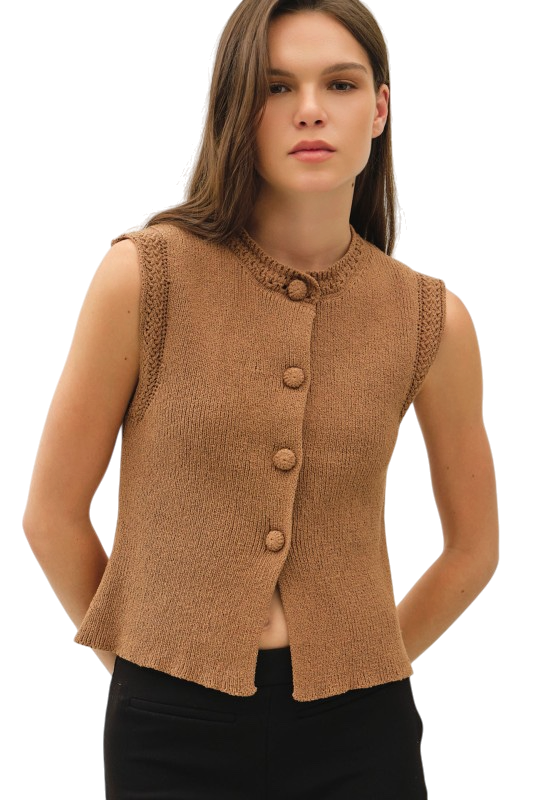 Crochet Trim Sweater Vest