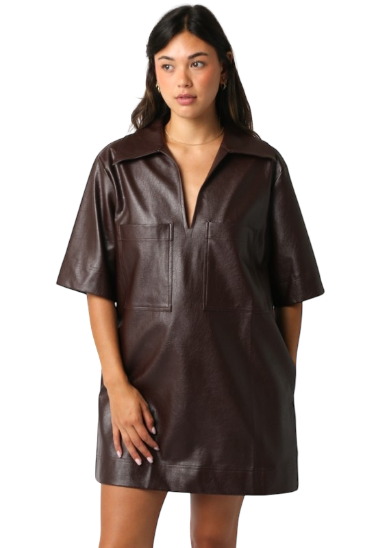 Patch Pocket Leather Mini in Chocolate