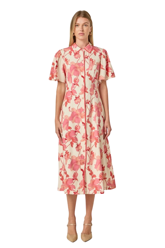 A-Line Pink Florals Midi