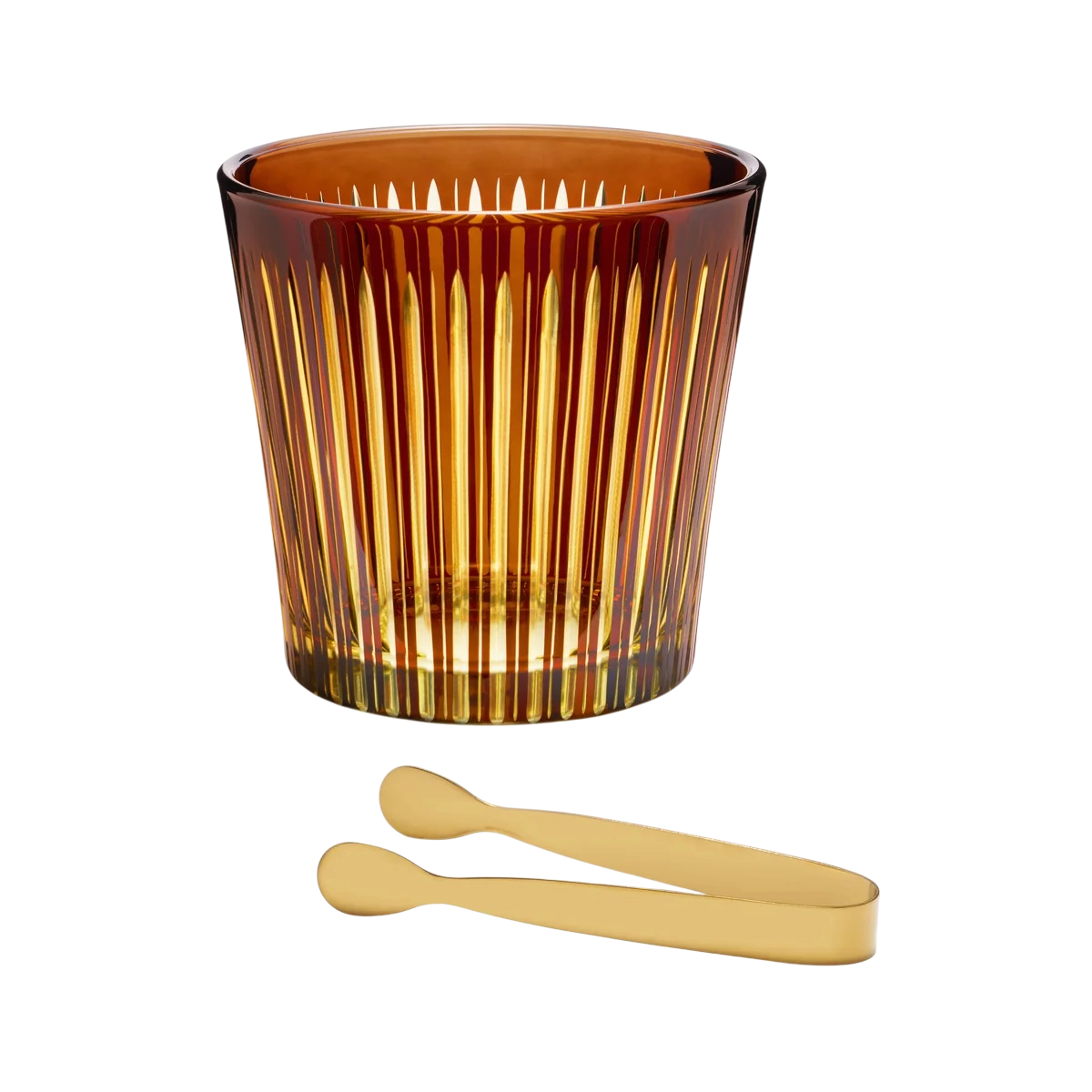 Prism Ice Bucket + Tongs - Amber