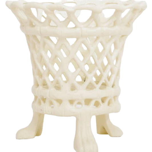 Ivory Lattice Footed Planter
