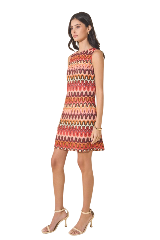 Flamestitch Knitted Midi Dress