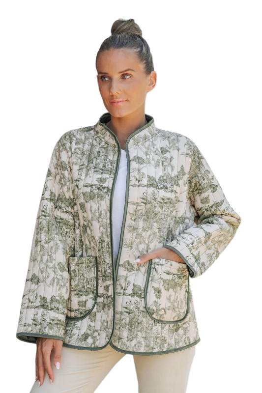 Sagewood Quilted Jacket With Pockets