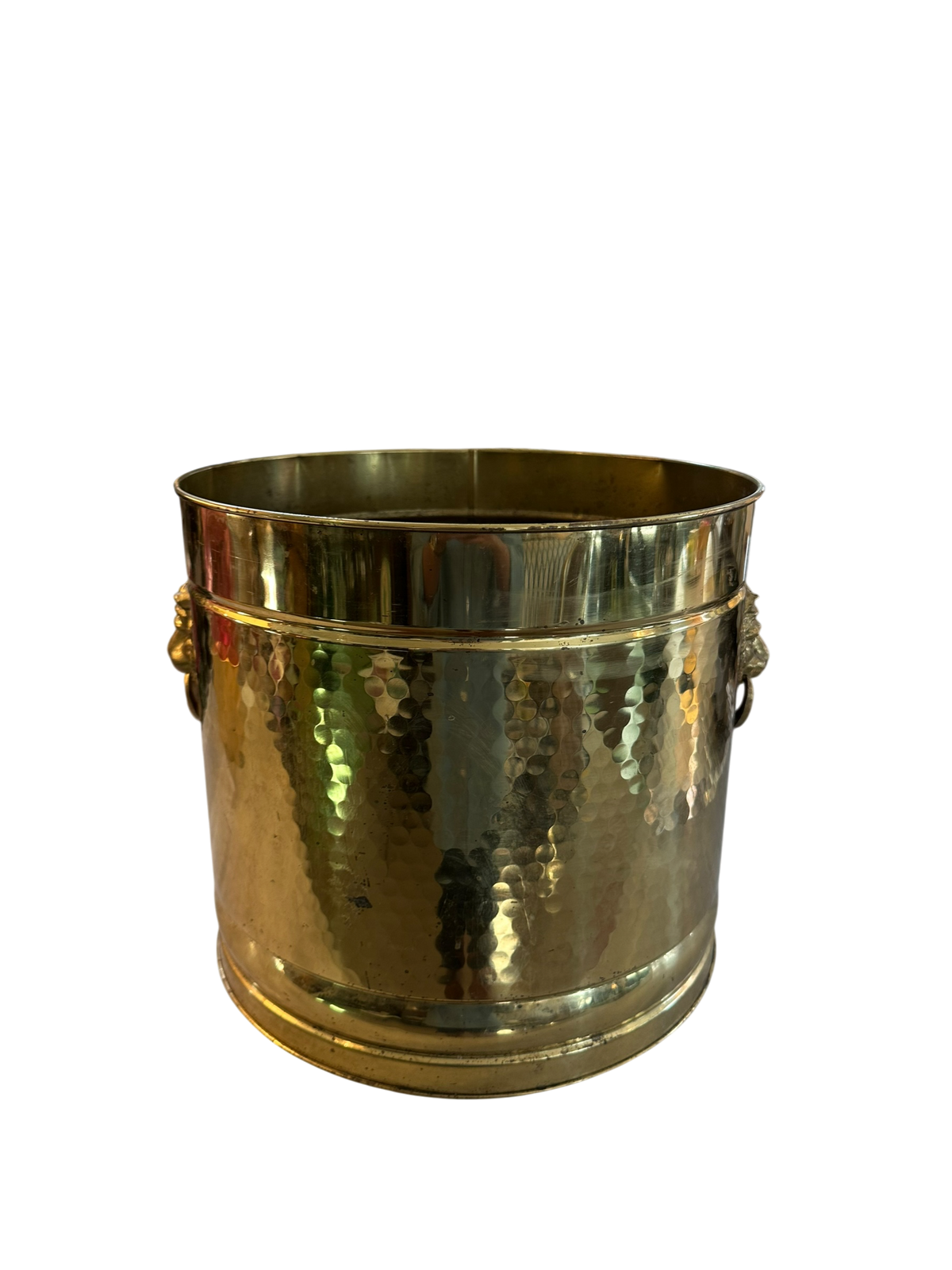 Brass Drum Umbrella Stand w/ Lion Handles