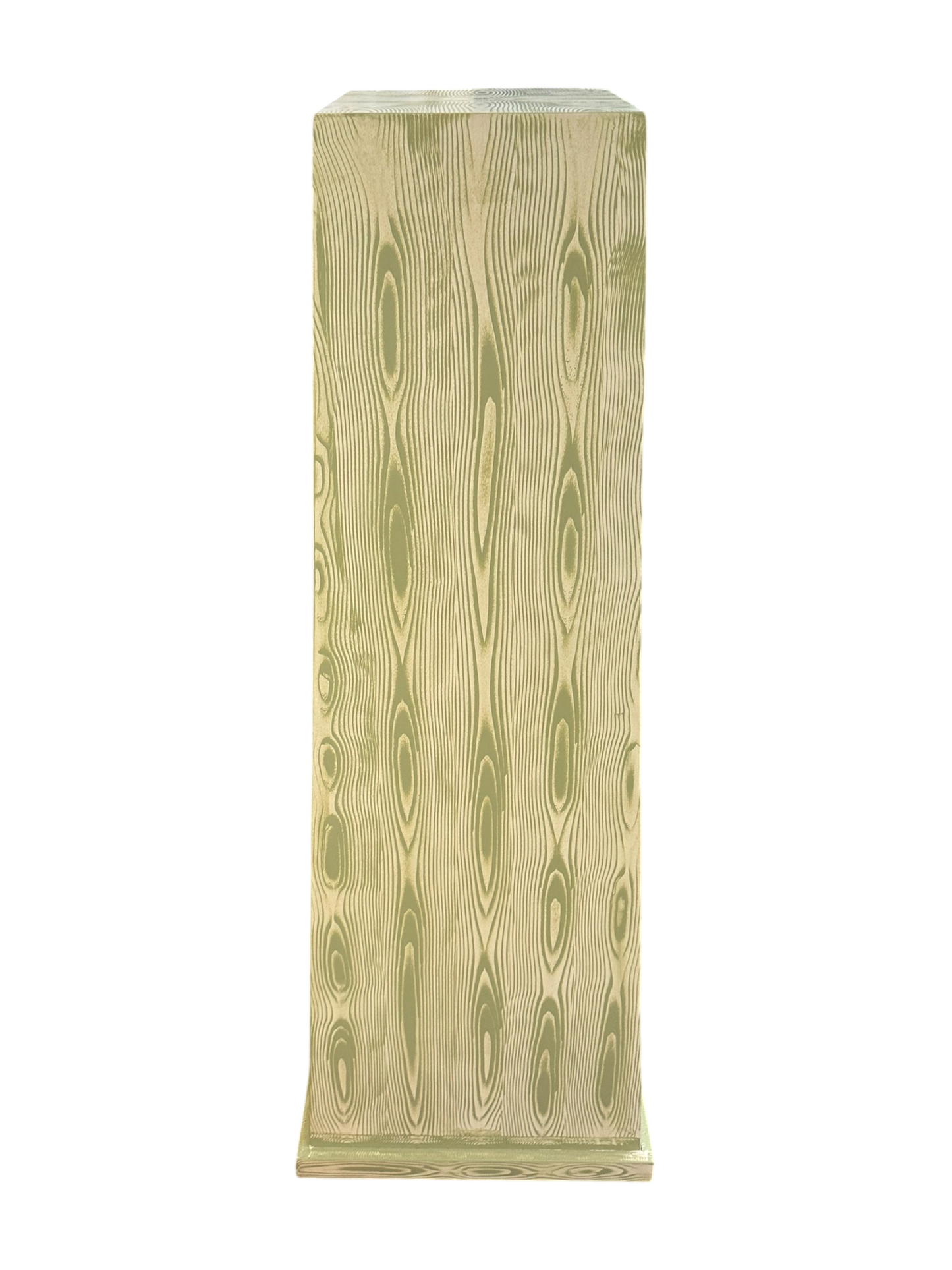 Bespoke Hand-Painted Pedestal in Celery Faux Bois