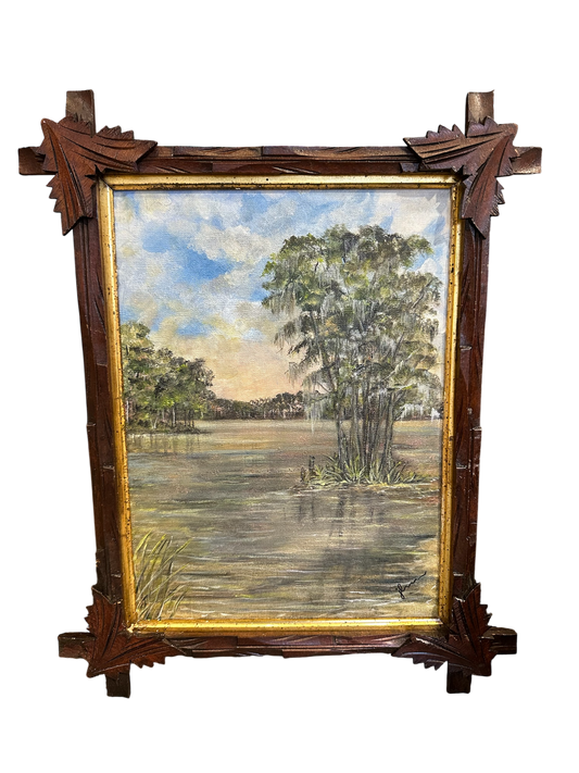 Jenn Leverett Art - Cypress Scene in Black Forest Frame