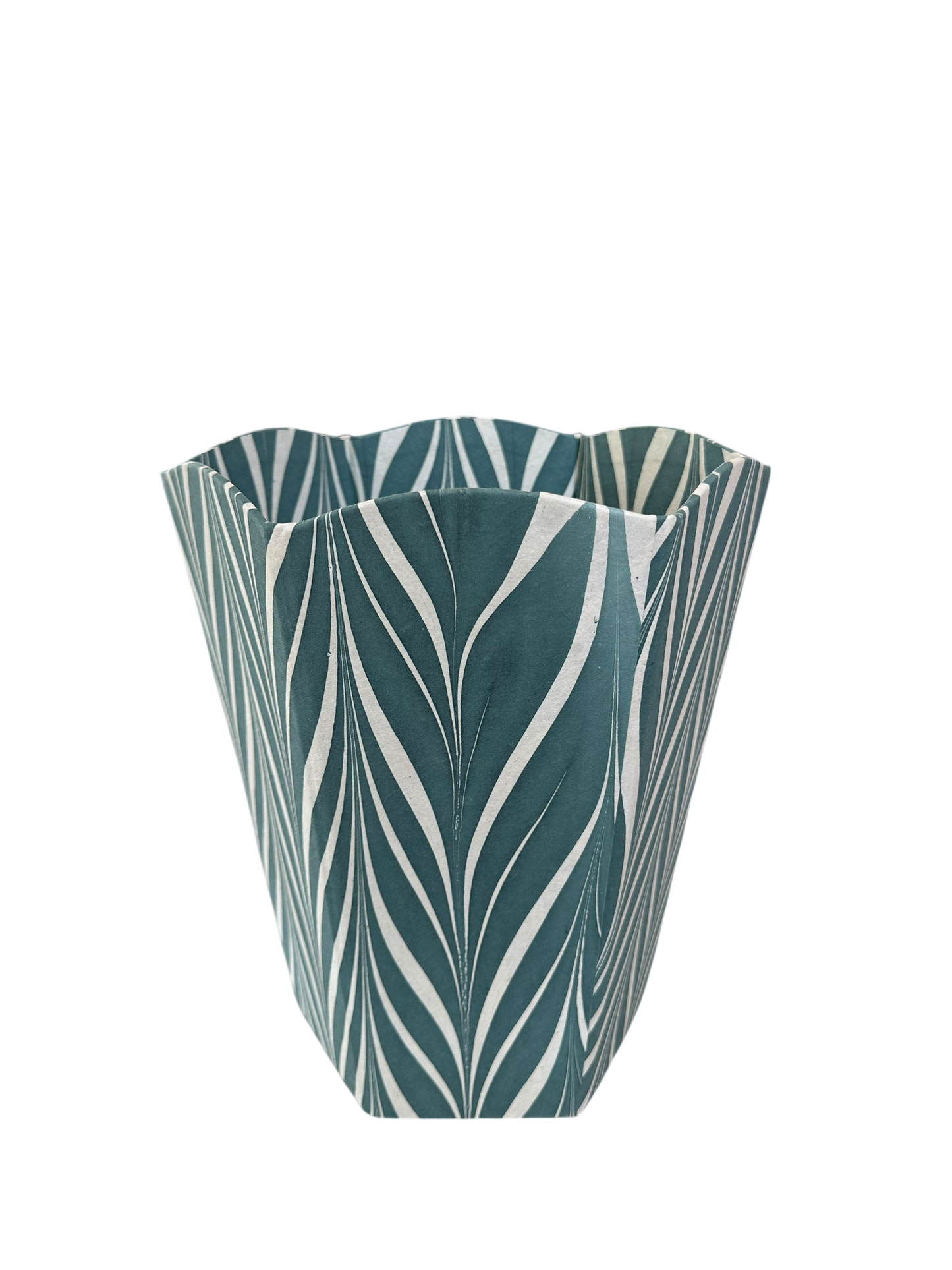 Marbled Scalloped Waste Bin - Blue Banyan