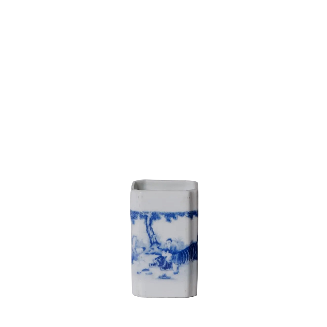 Blue & White Porcelain Tiger Square Vase