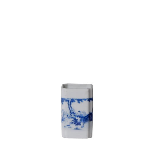 Blue & White Porcelain Tiger Square Vase