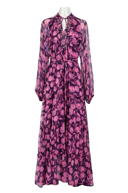 Embellished Abstract Sheer Maxi