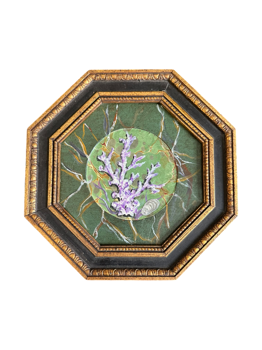 Jenn Leverett Art - Coral on Octagonal Florentine