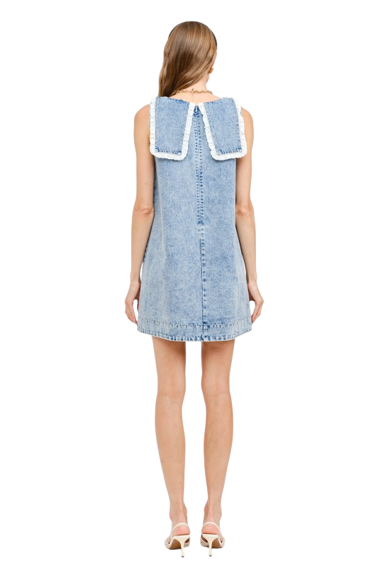 Ruffle Collar Denim Mini