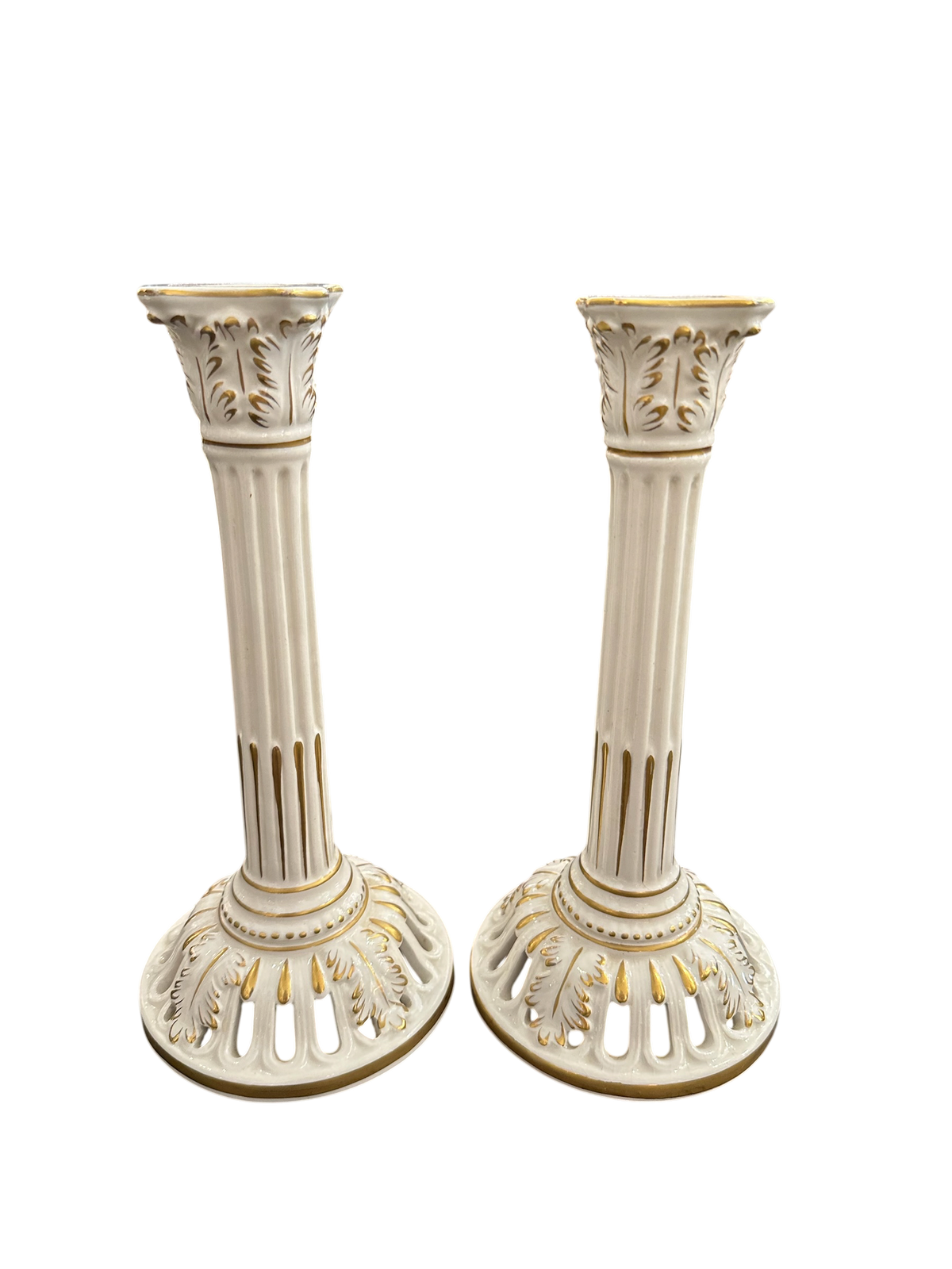 Vintage Italian Porcelain Candlestick Pair