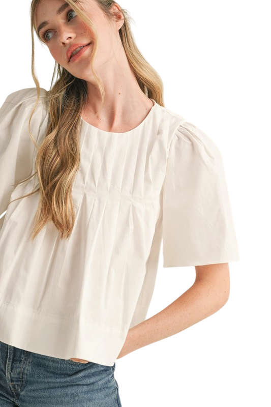 Pleated Short Sleeve Top - 3 Colors!