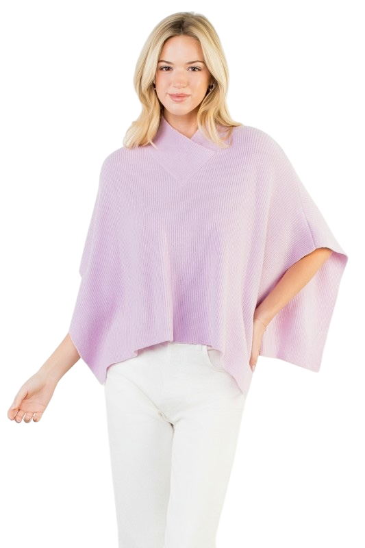 Ribbed Knit Poncho Top
