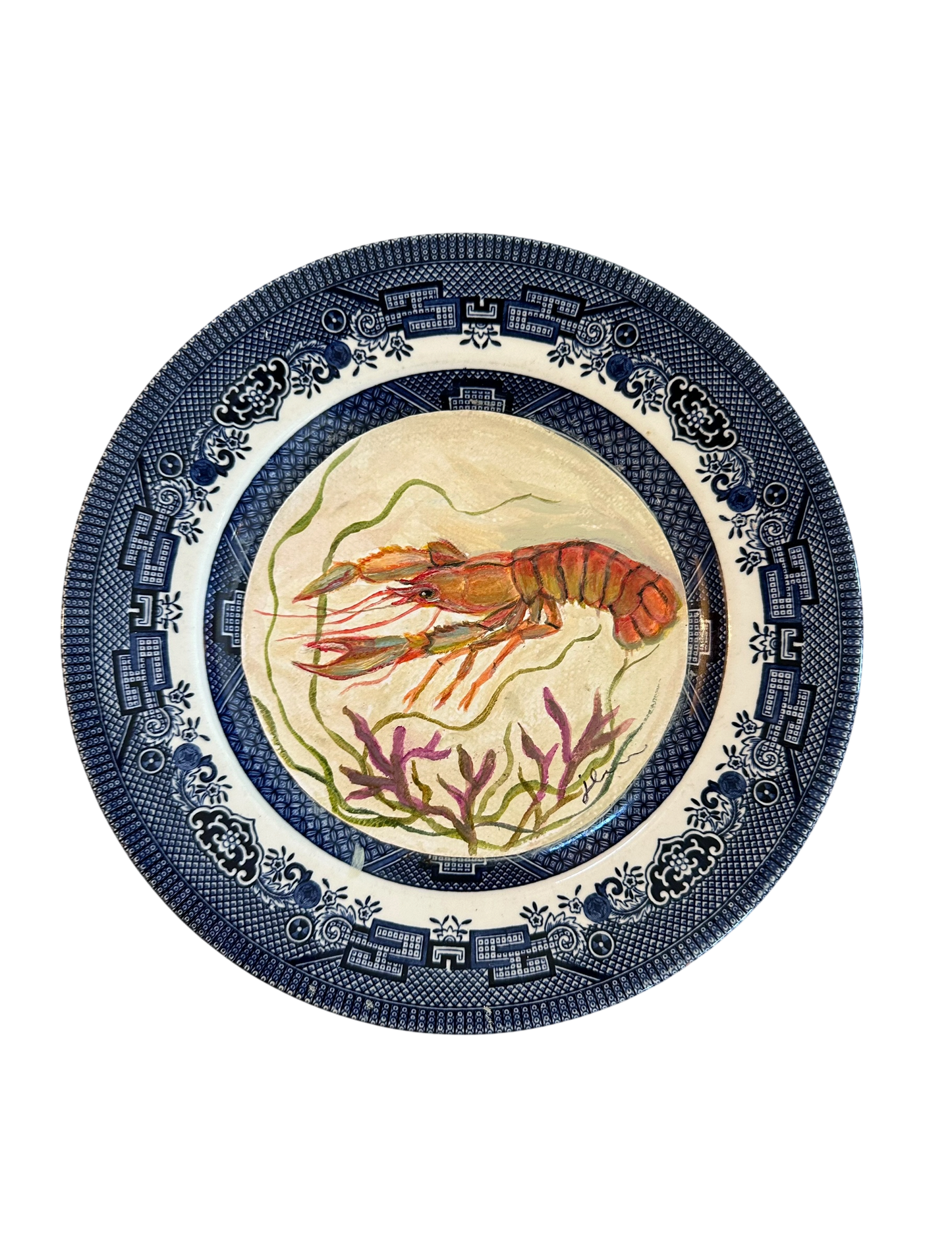 Jenn Leverett - Flora Danica Prawn on Blue Willow