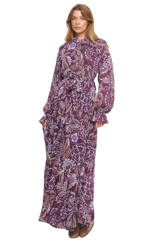 Botanical Print Maxi in Plum