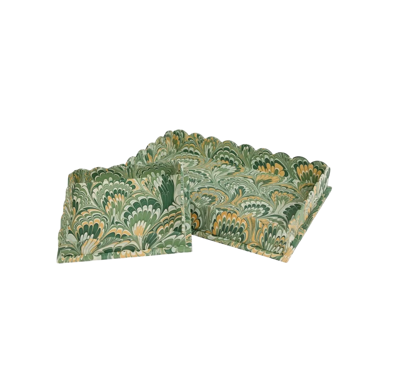 Marbled Scalloped Tray Set - Green
Golden Fan