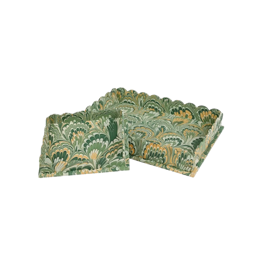 Marbled Scalloped Tray Set - Green
Golden Fan