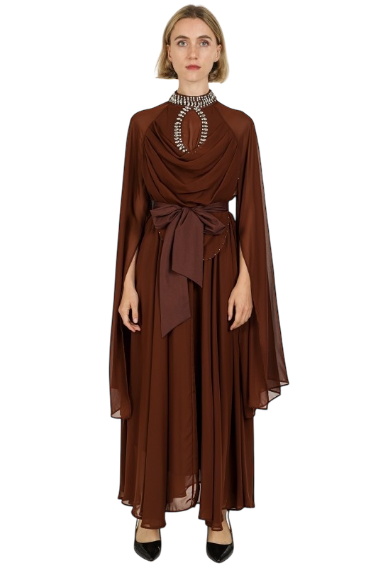 Embellished Keyhole Belted Maxi