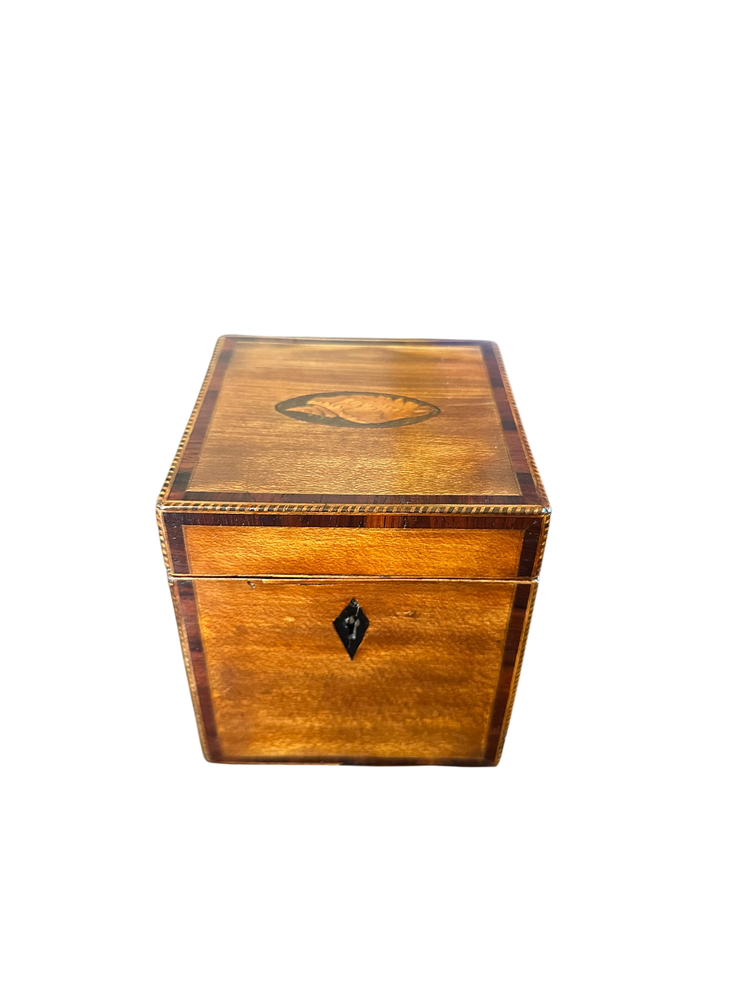 English Tea Caddy w/ Stringing & Shell Inlay c. 1790