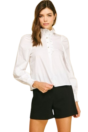 Ruffle Mock Neck Blouse