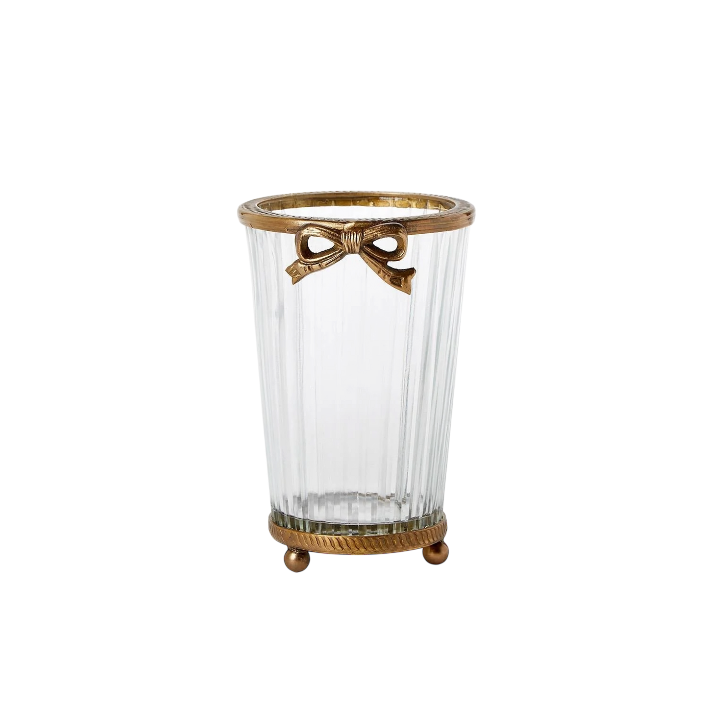 Antique Gold Finish Glass Vase w/Bow