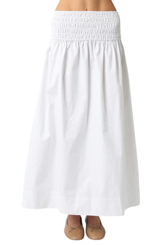 Smocked Poplin Maxi Skirt