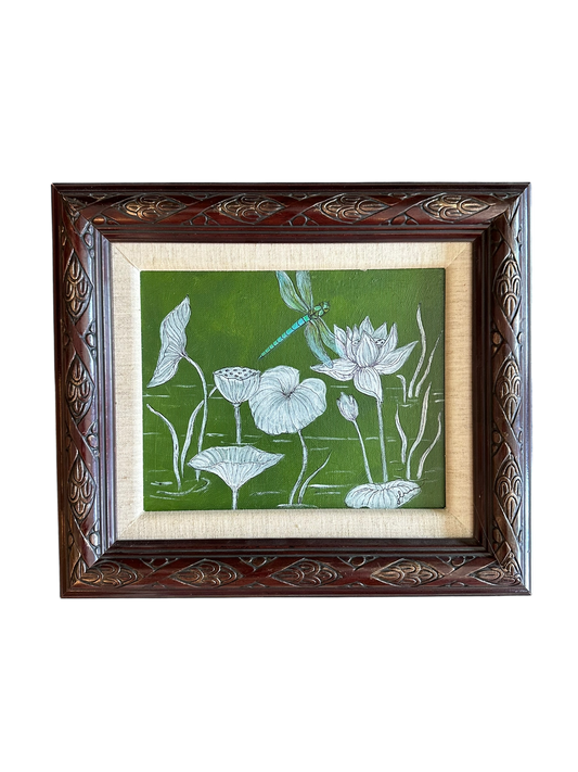 Jenn Leverett Art - Dragonfly & Lotus Reverse
