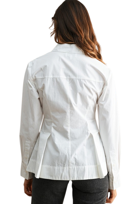 Pleated Peplum Button Down Top