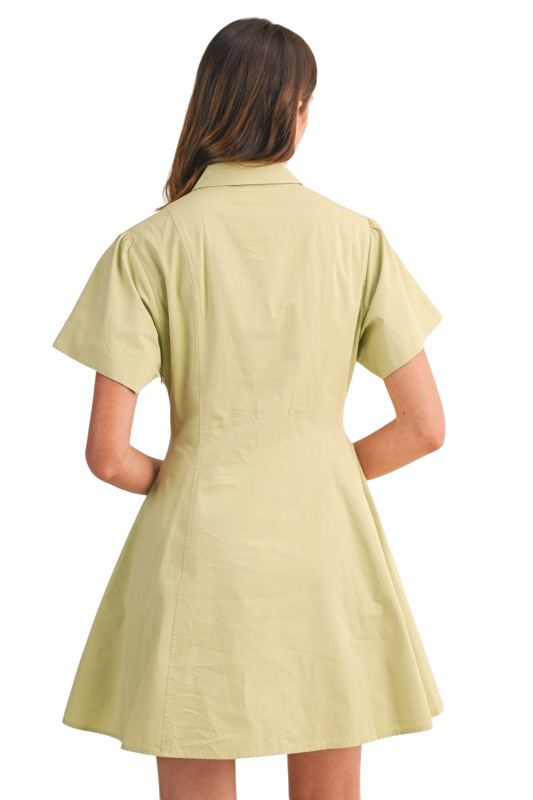 Fit & Flare Short Sleeve Mini - Moss