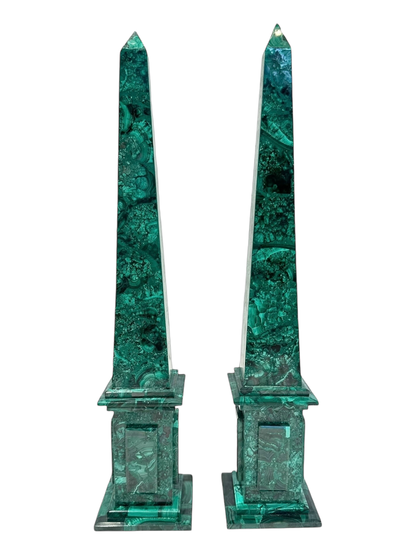 Malachite Obelisks 19.5”H