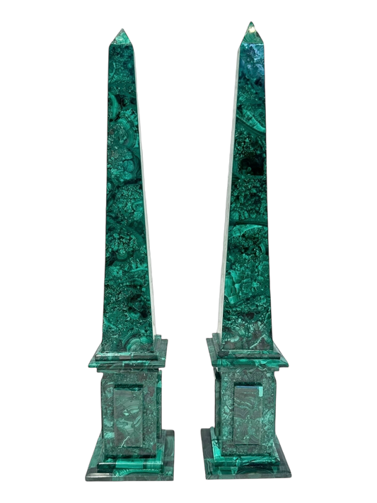 Malachite Obelisks 19.5”H