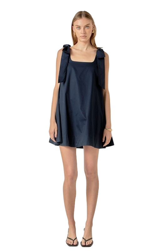 Sleeveless Bow Mini in Navy