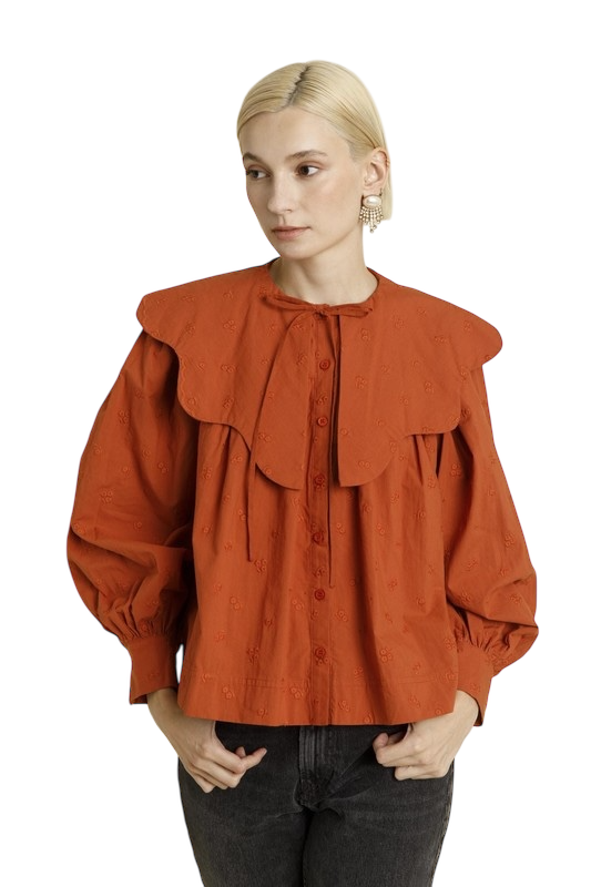 Scallop Collar Blouse in Burnt Orange