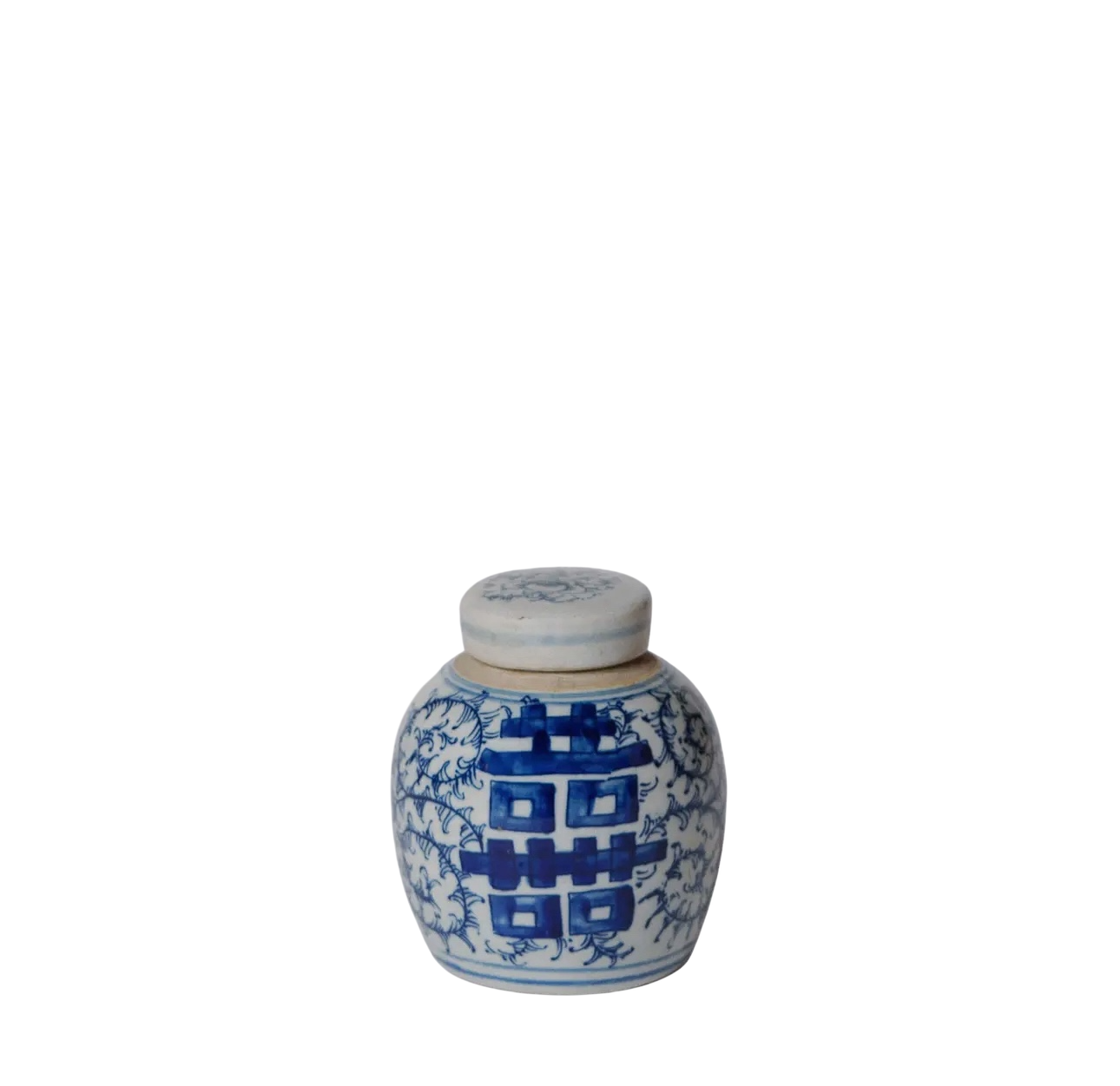 Blue & White Mini Double Happiness Round Jar