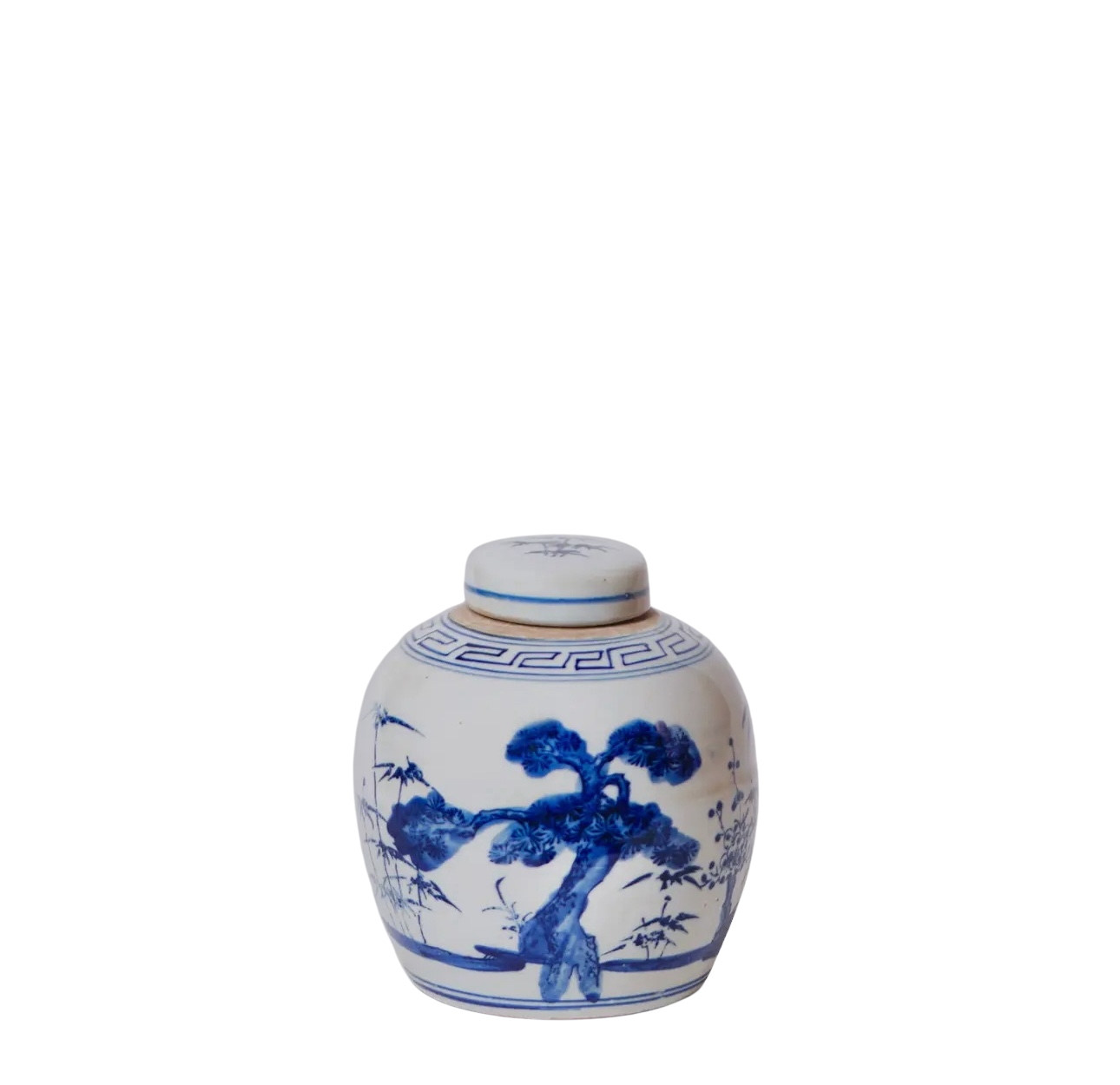 Blue & White Three Friends Round Jar