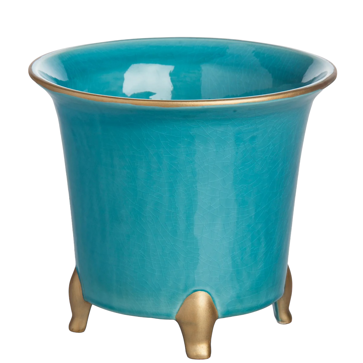 Turquoise / Gold Cachepot - Large