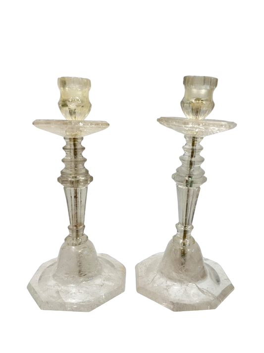 Pair of Rock Crystal Candlesticks