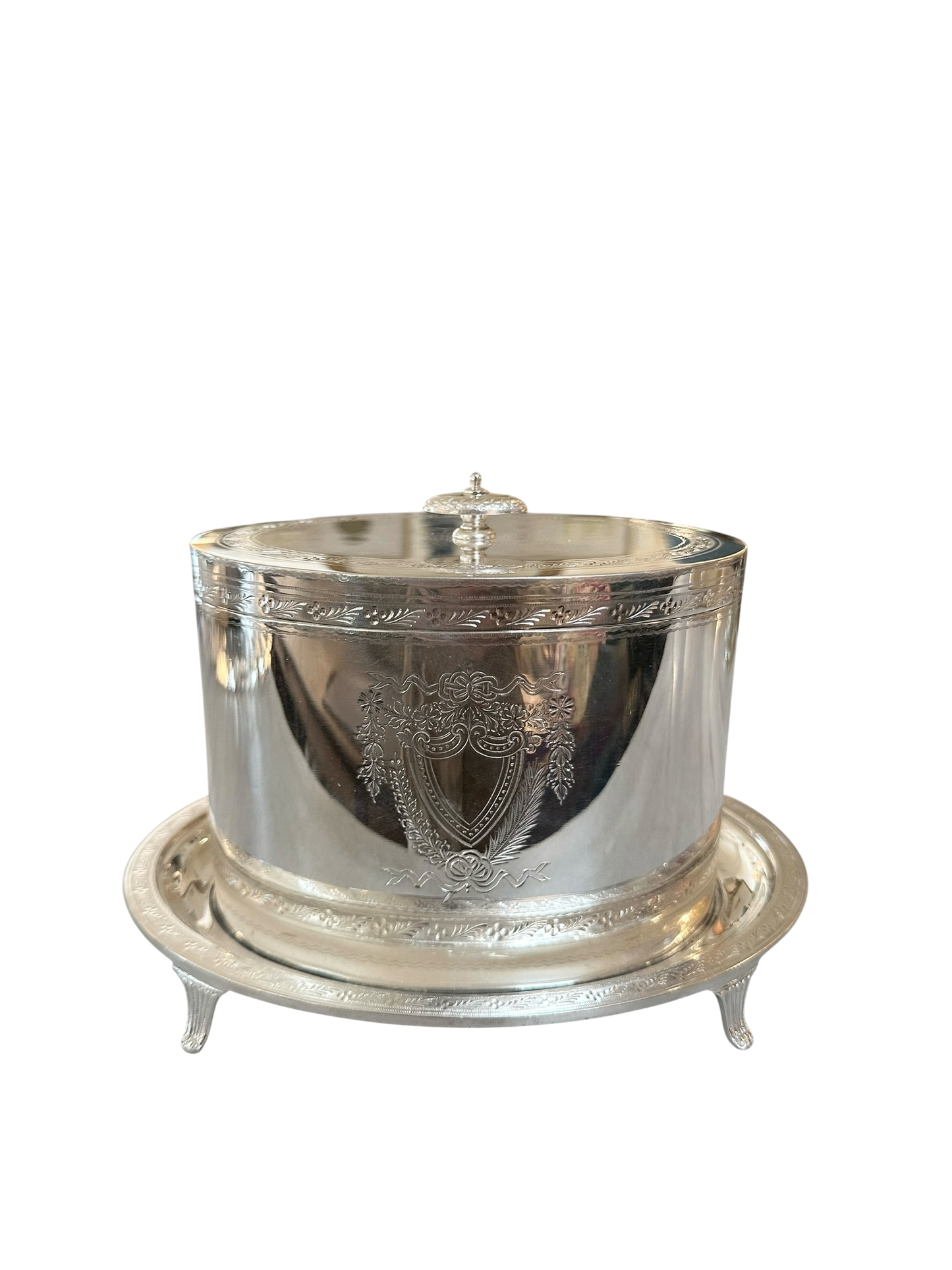 Oval Biscuit Box English Silver Plate c. 1870