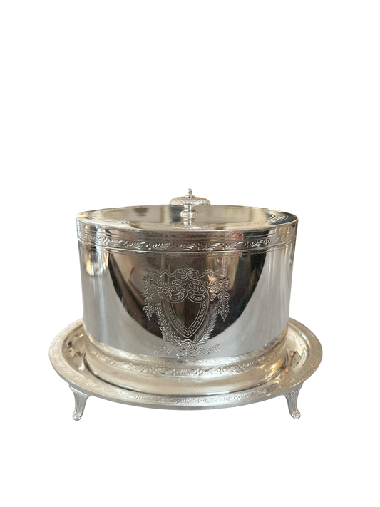 Oval Biscuit Box English Silver Plate c. 1870